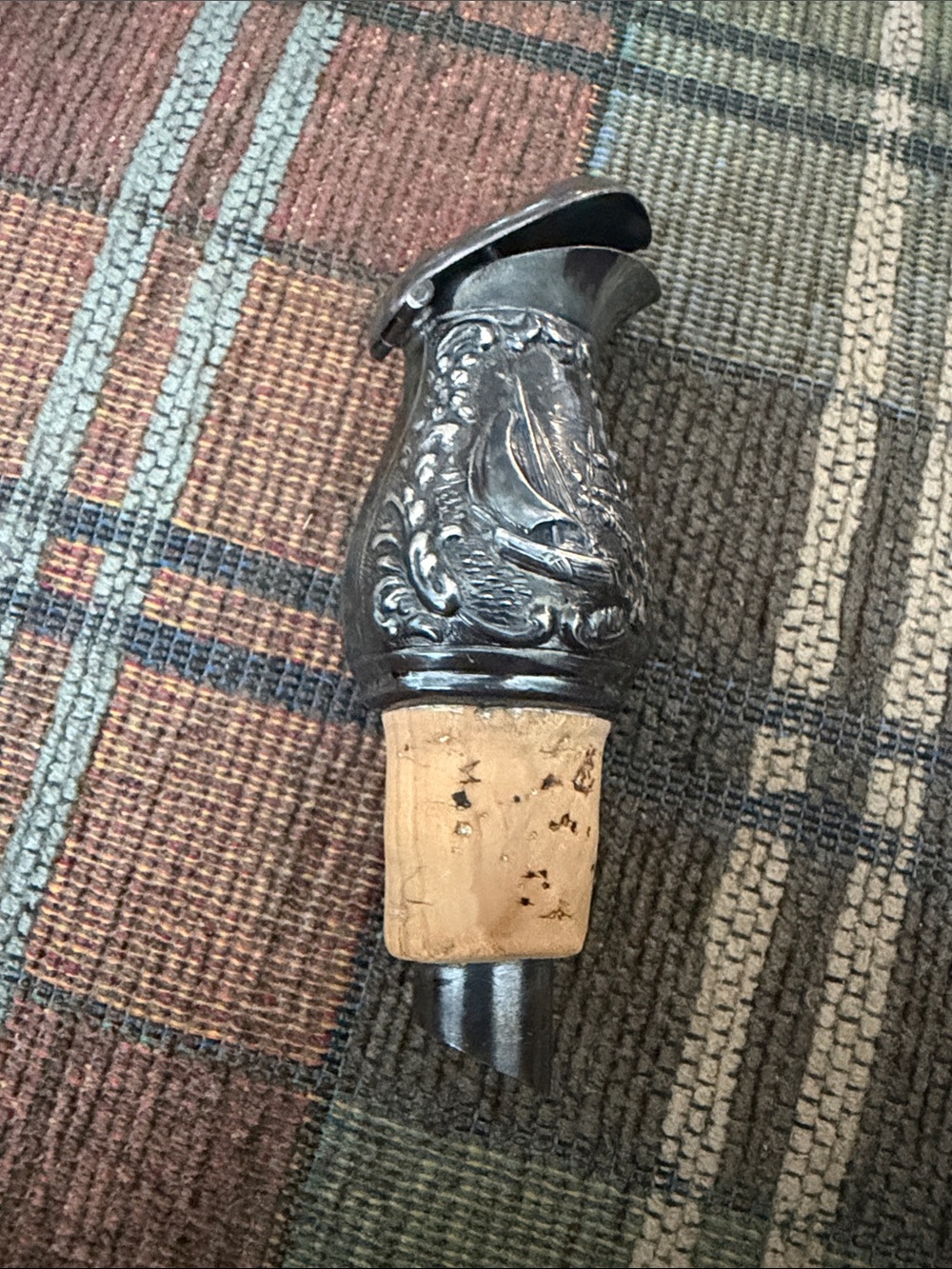 Title: Vintage Silverplate Bird-Beak Wine Bottle Stopper & Pourer, Victorian